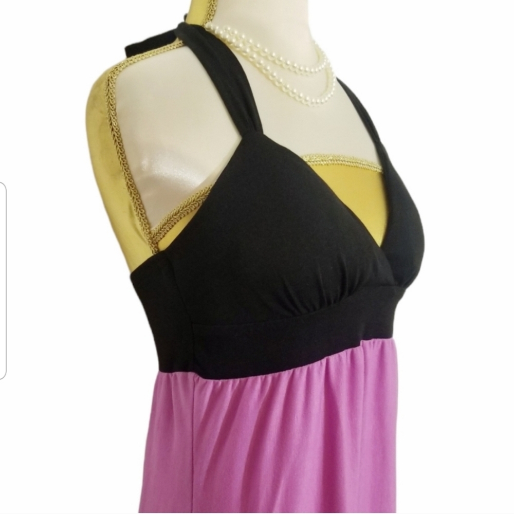 Boho Colorblock Open-Back Haltered Maxi Dress - image 6